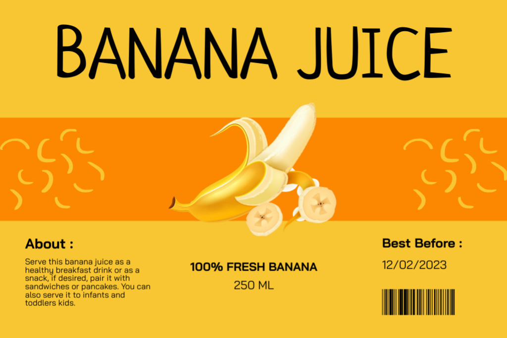 Plantilla de diseño de Banana Juice Retail Yellow Label 