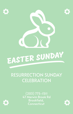 Easter Holiday Celebration Announcement on Green Invitation 4.6x7.2in Design Template