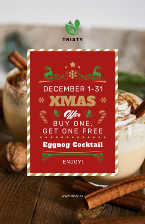 Christmas Drinks Offer Glasses with Eggnog Flyer 5.5x8.5in Design Template