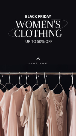 Designvorlage Verkauf von Damenbekleidung am Black Friday für Instagram Story