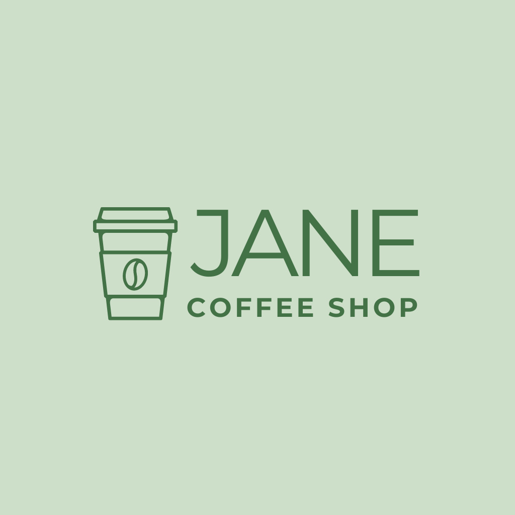 Coffee Shop Advertisement on Green Logo Modelo de Design