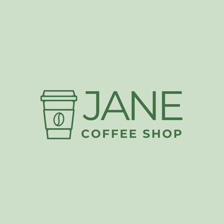 Cafe Ad with Coffee Cup Logo Design Template