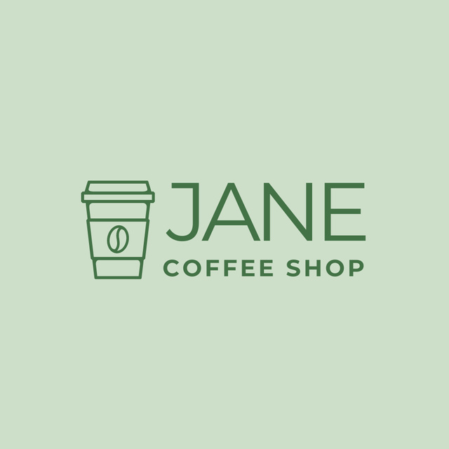 Coffee Shop Advertisement on Green Logo Πρότυπο σχεδίασης