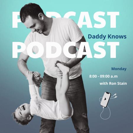 Podcast-bejelentés a gyermeknevelésről Podcast Cover tervezősablon