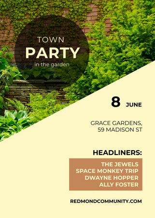 Designvorlage Town Party in Garden invitation with backyard für Flayer