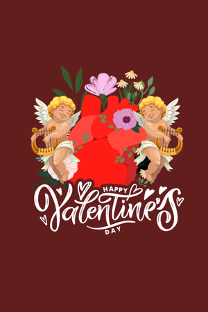 Valentine's Day with Cupids Invitation 6x9in Design Template