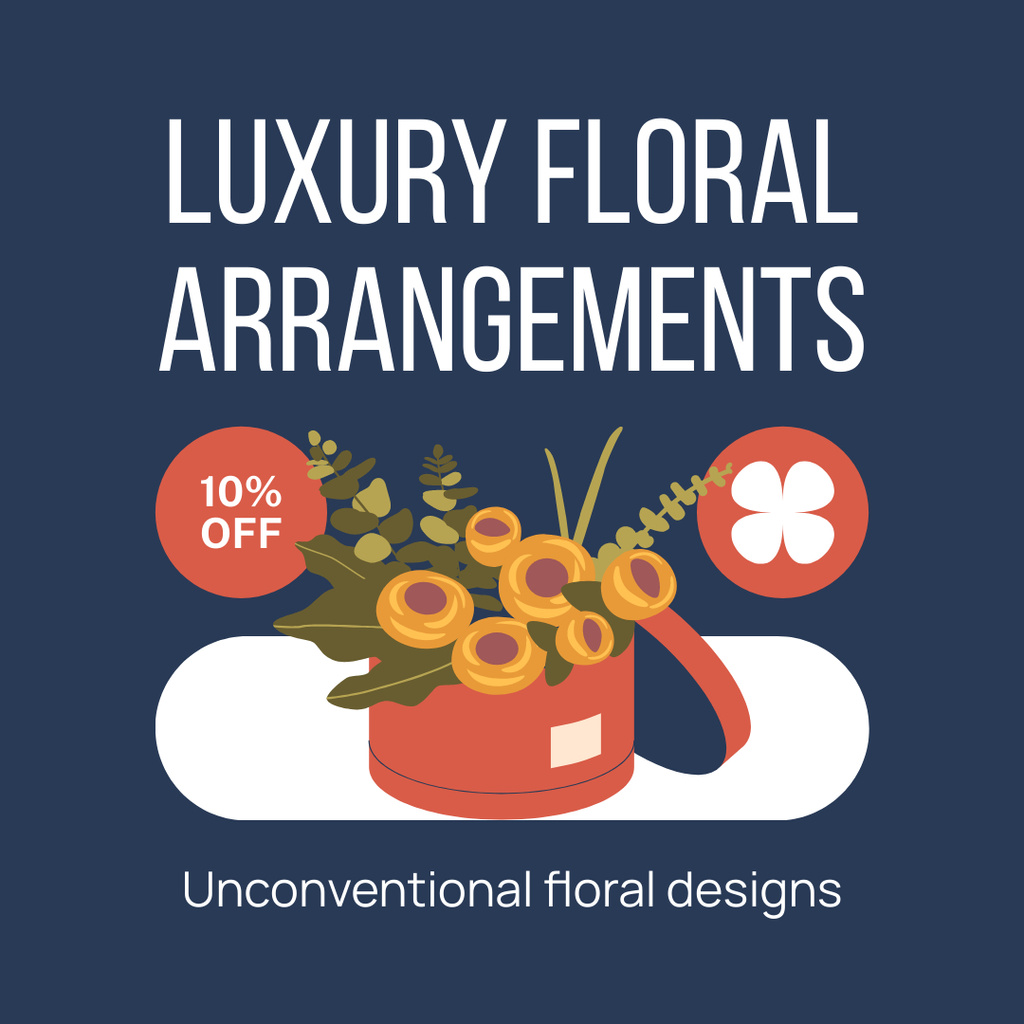 Designvorlage Reduced Prices for Luxury Floral Arrangements für Instagram AD
