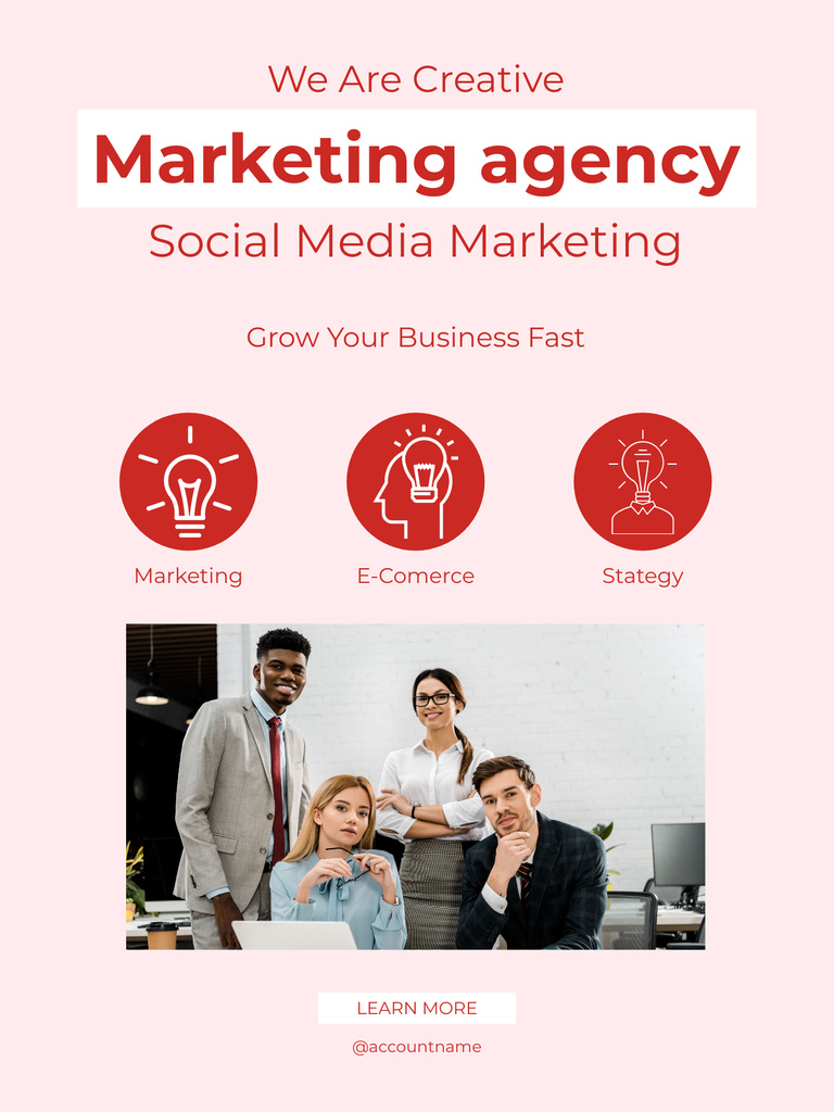 Services of Creative Marketing Agency Poster US Πρότυπο σχεδίασης