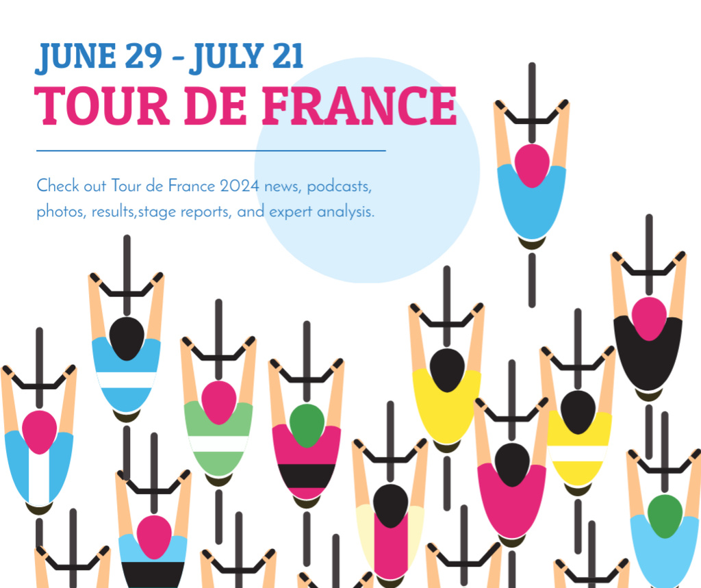 Tour de France Announcement with Bicyclers Facebook Design Template