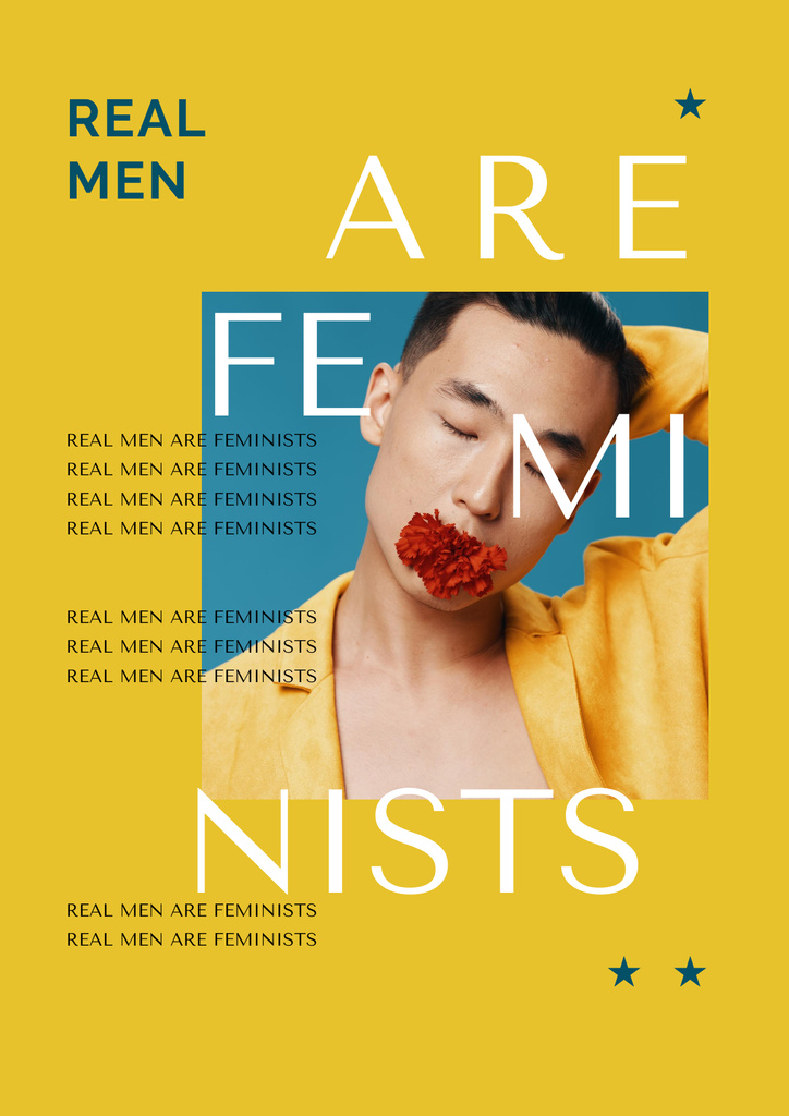 Plantilla de diseño de Phrase about Men Feminists Poster 