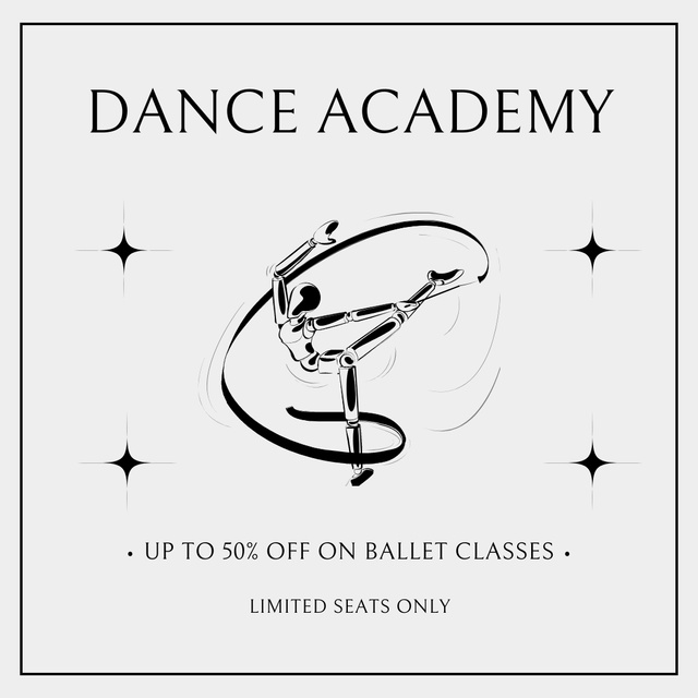 Dance Academy Ad with Discount on Ballet Classes Instagramデザインテンプレート