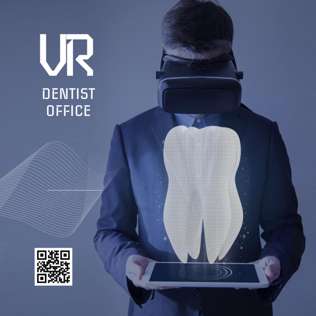 Virtual Reality Services at Dental Clinic Square 65x65mm Šablona návrhu