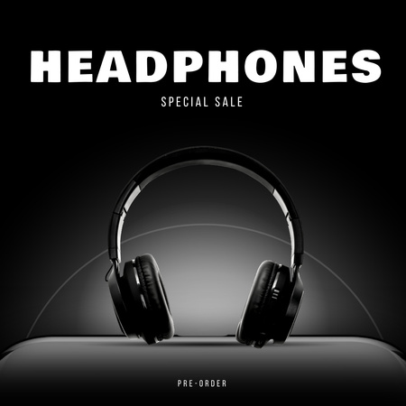 Headphones Special Sale Announcement on Black Instagram AD Design Template
