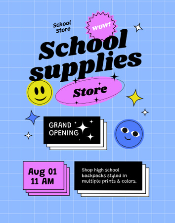School Supplies Sale Offer Poster 22x28in Design Template