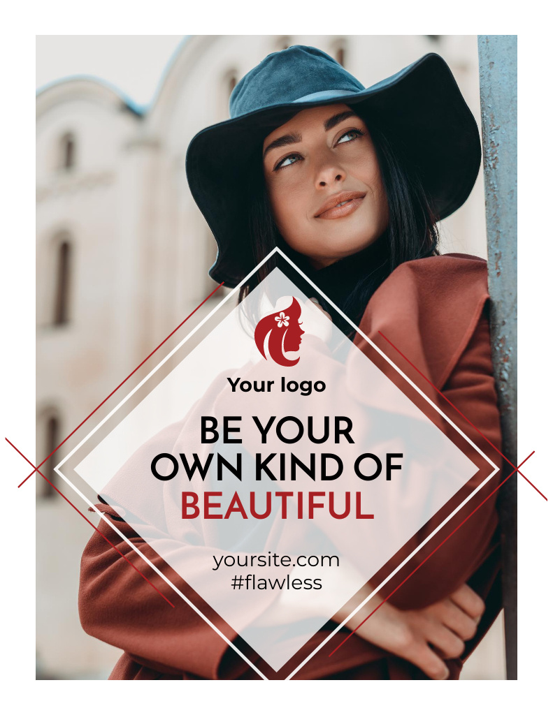 Beauty Wisdom with Young Attractive Woman in Hat Poster 8.5x11in – шаблон для дизайну