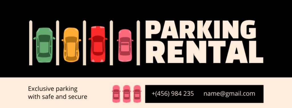 Ontwerpsjabloon van Facebook cover van Parking Lot Advertising with Colorful Cars