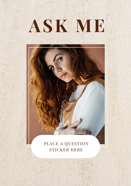 Question Form with Attractive Woman in white Poster Design Template