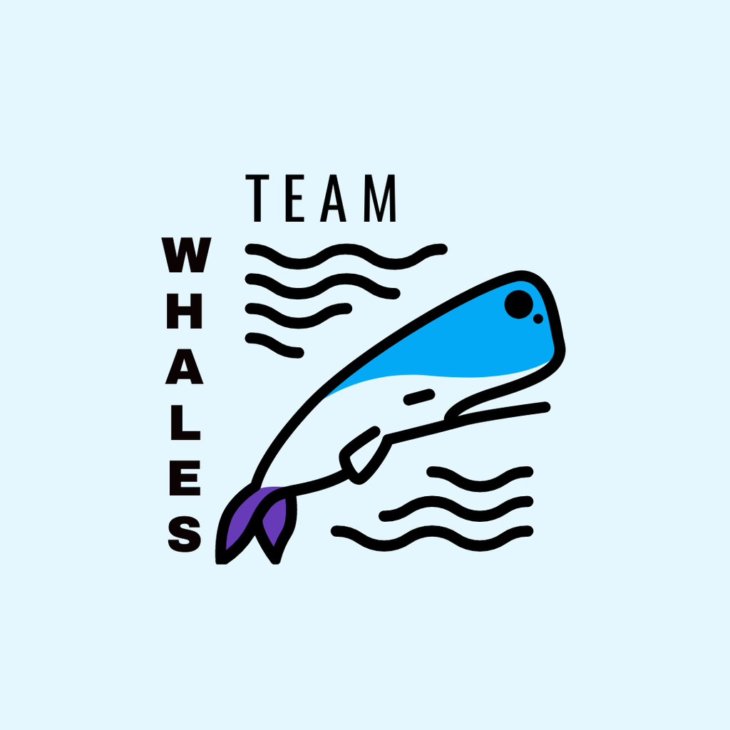 Ontwerpsjabloon van Logo 1080x1080px van Sport Team Emblem with Whale