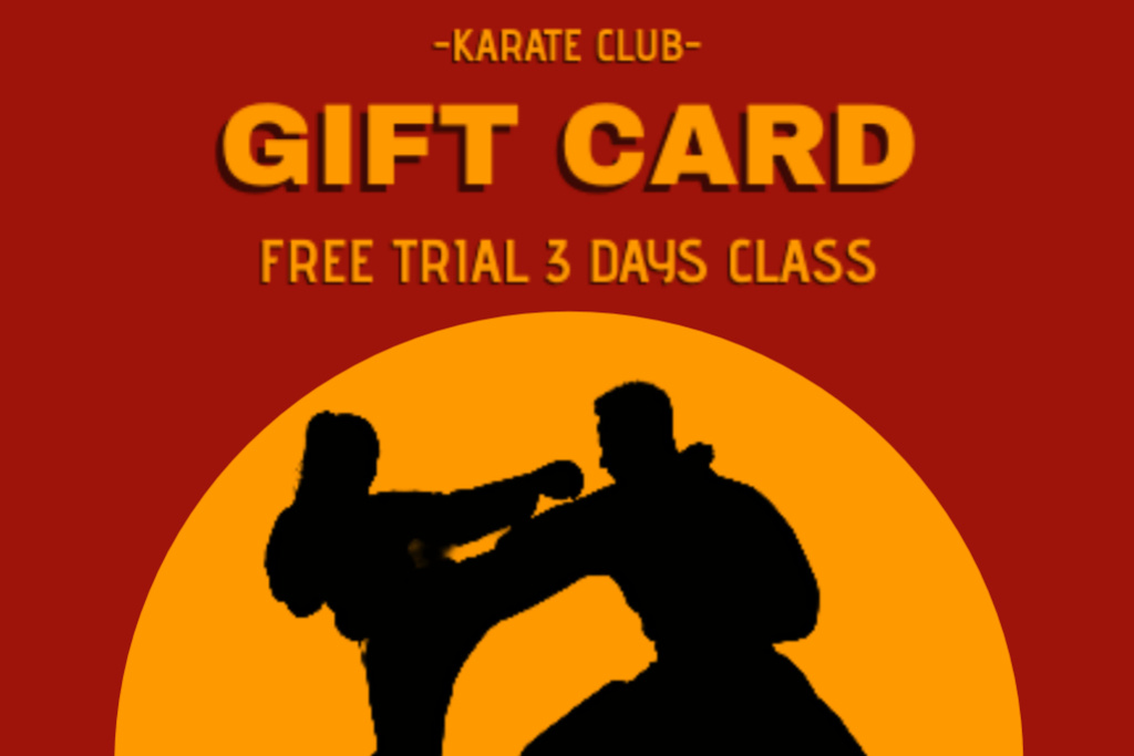 Designvorlage Karate Club Free Classes Red für Gift Certificate