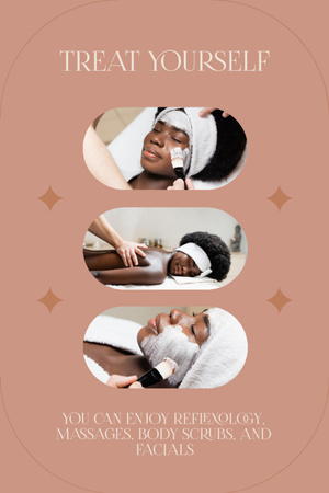 Young African Lady Getting Facial Treatment at Spa Tumblrデザインテンプレート