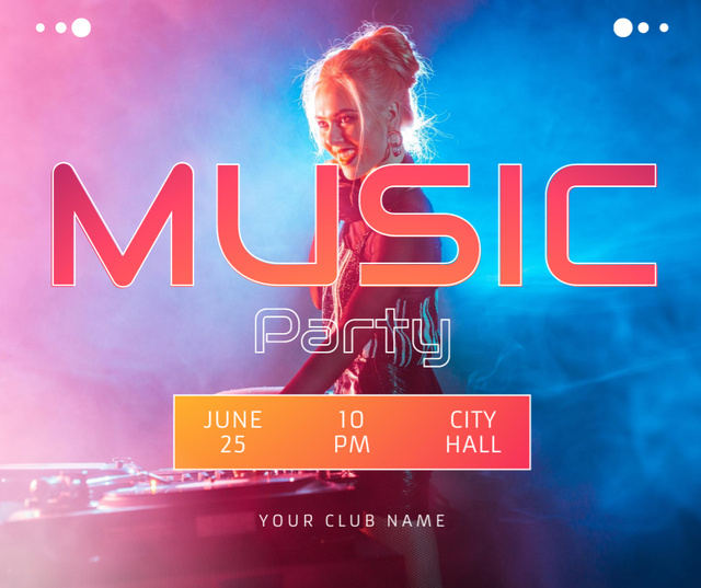 Music Party Event Ad Facebook Modelo de Design