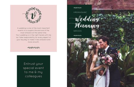 Wedding Planning with Romantic Newlyweds in Mansion Brochure 11x17in Bi-fold Design Template