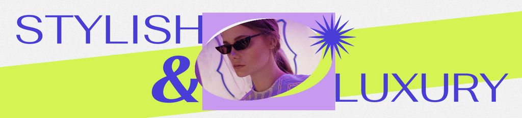 Young Woman in Stylish Sunglasses Ebay Store Billboard Πρότυπο σχεδίασης