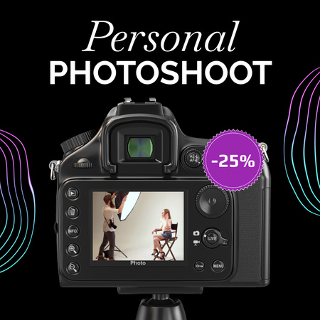 Plantilla de diseño de Personal Photoshoot With Discount From Professional Animated Post 