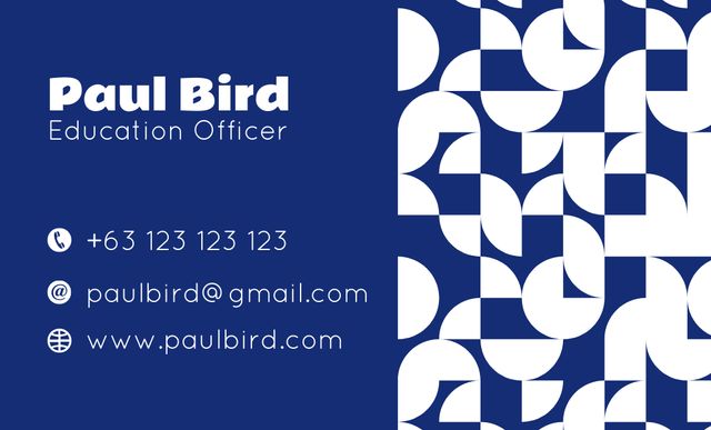 Education Officer Service with Pattern Business Card 91x55mm Design Template