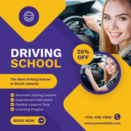 İndirimli Fiyatlarla Lisans Programı ve Araç Sürüş Dersleri Instagram Tasarım Şablonu