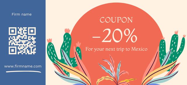 Travel Tour Discount Coupon 3.75x8.25inデザインテンプレート