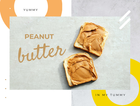 Yummy Toasts With Organic Peanut Butter Postcard 4.2x5.5in Tasarım Şablonu