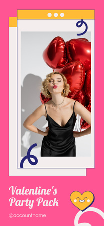 Designvorlage Spezielles Partypaket zum Valentinstag mit Luftballons-Angebot für Snapchat Geofilter