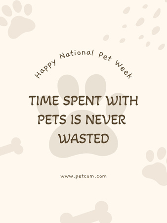 Modèle de visuel Phrase about Pets with Dog's Paw - Poster US