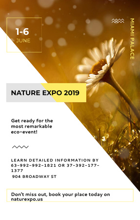 Plantilla de diseño de anuncio de la expo naturaleza flor de margarita floreciente Invitation 4.6x7.2in 