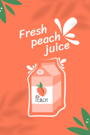 Designvorlage Cute Illustration of Fresh Peach Juice für Pinterest