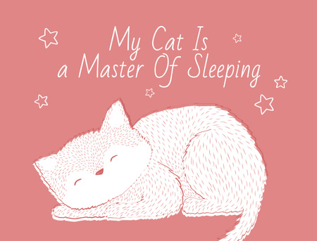 Cute Cat Sleeping Illustration Postcard 4.2x5.5in Design Template