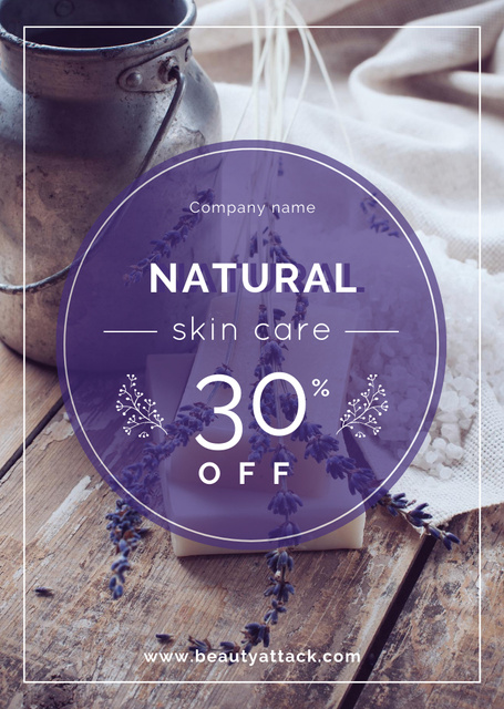 Natural Skincare Sale Ad with Lavender Soap Flyer A6デザインテンプレート