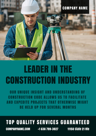 Quality Construction Services Offer Poster – шаблон для дизайну