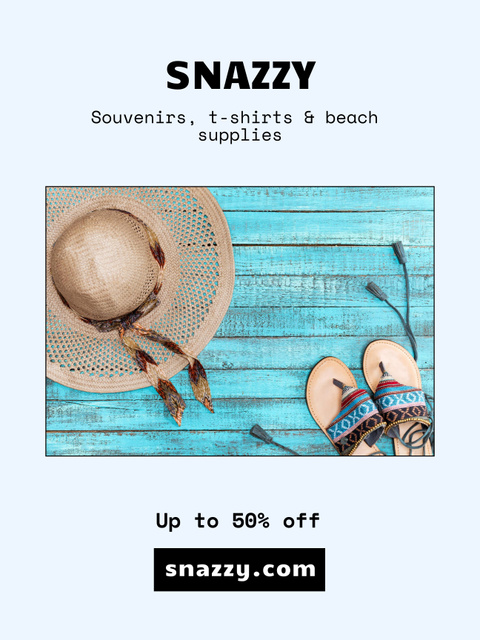 Summer Beach Accessories Discount Poster 36x48in Šablona návrhu