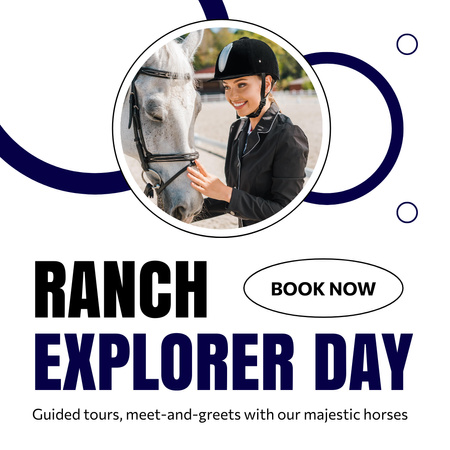 Plantilla de diseño de Reservar asiento en el tour por el rancho de caballos Instagram 