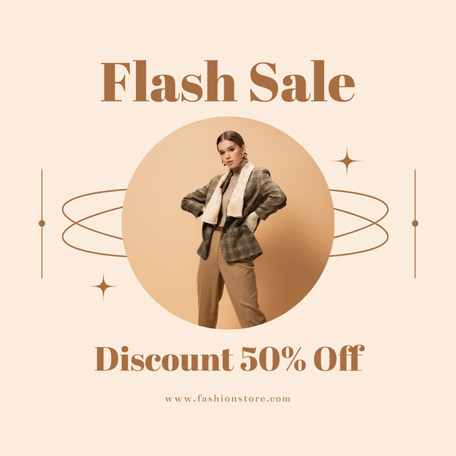 Fashion Flash Sale Ad with Attractive Woman Instagram Design Template