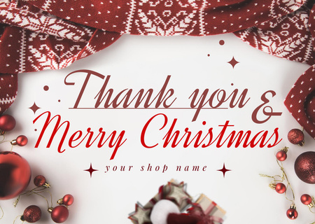 Platilla de diseño Christmas Greeting and Thanks Red Card