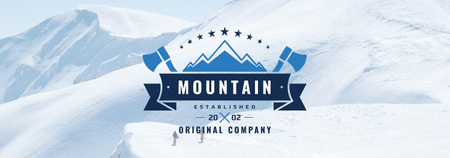 Mountaineering Equipment Company Icon with Snowy Mountains Tumblr Design Template