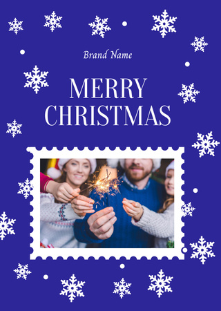 People celebrating Christmas Holiday Postcard A6 Vertical Design Template