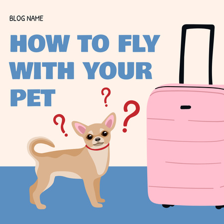 Cute Dog Standing near Pink Suitcase Animated Post Design Template