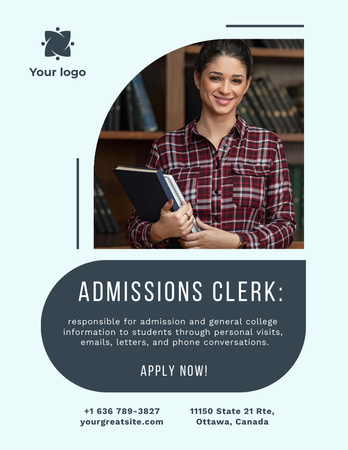 Admissions Clerk Services Poster 8.5x11in Design Template