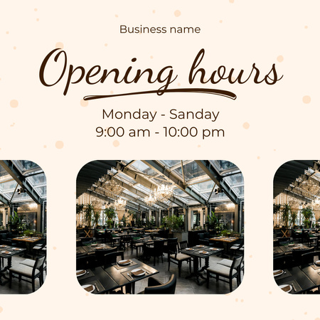 Luxury Restaurant Opening Hours Instagram Design Template