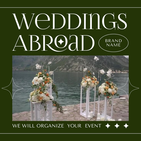 Wedding Celebration Abroad Announcement Animated Post Design Template
