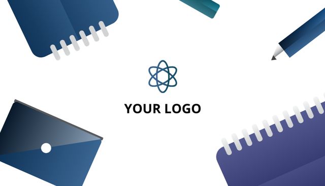 Image of Company Emblem with Pencils Business Card US Tasarım Şablonu